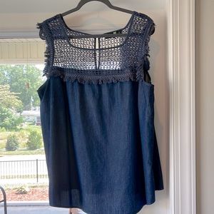 Eloquii sleeveless blue cotton shirt. Size 2x